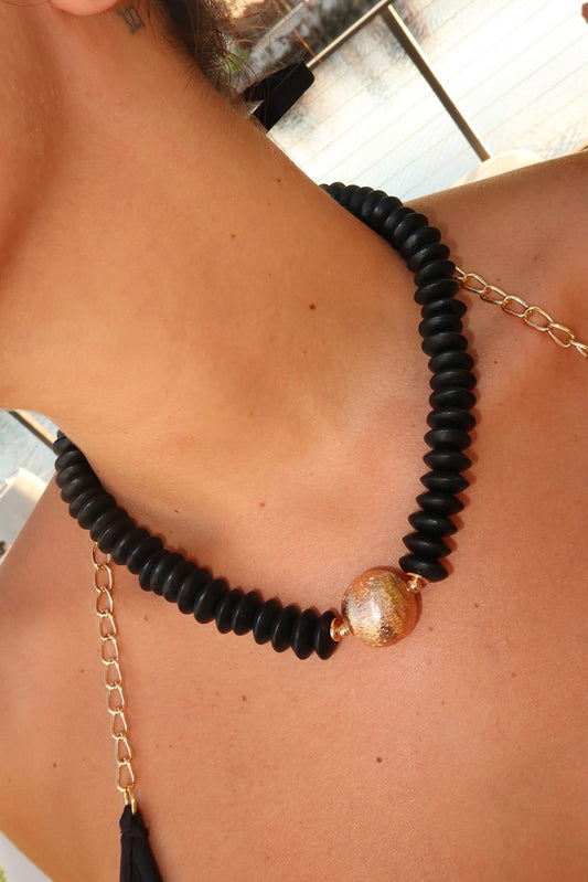 BLACK AND GOLD NECKLACE